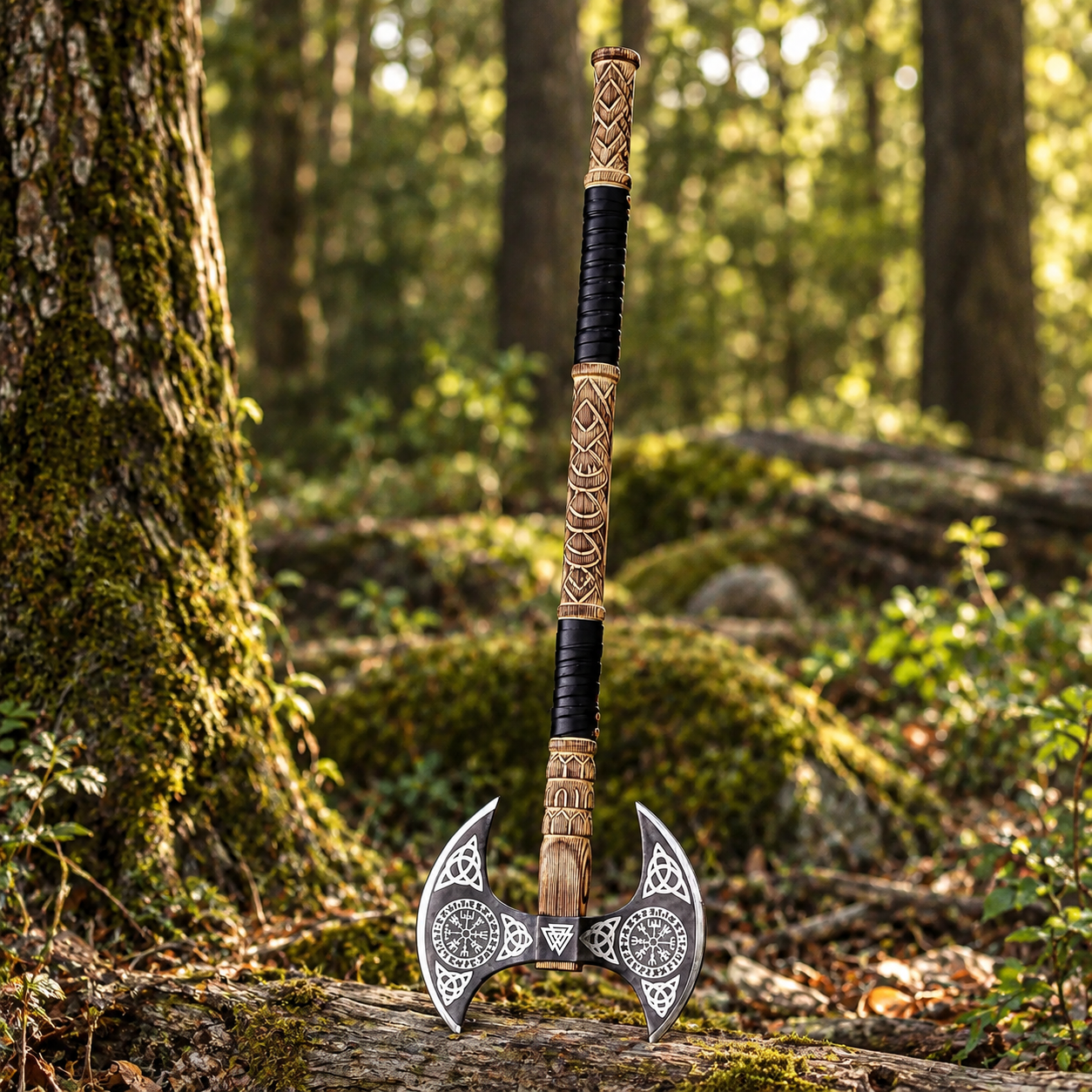 Vegvisir Engraved Double-Headed Axe thumbnail 6