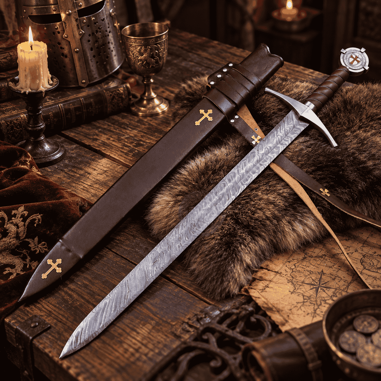 Custom Engraved Knights Templar Sword (Stainless Steel) thumbnail 3