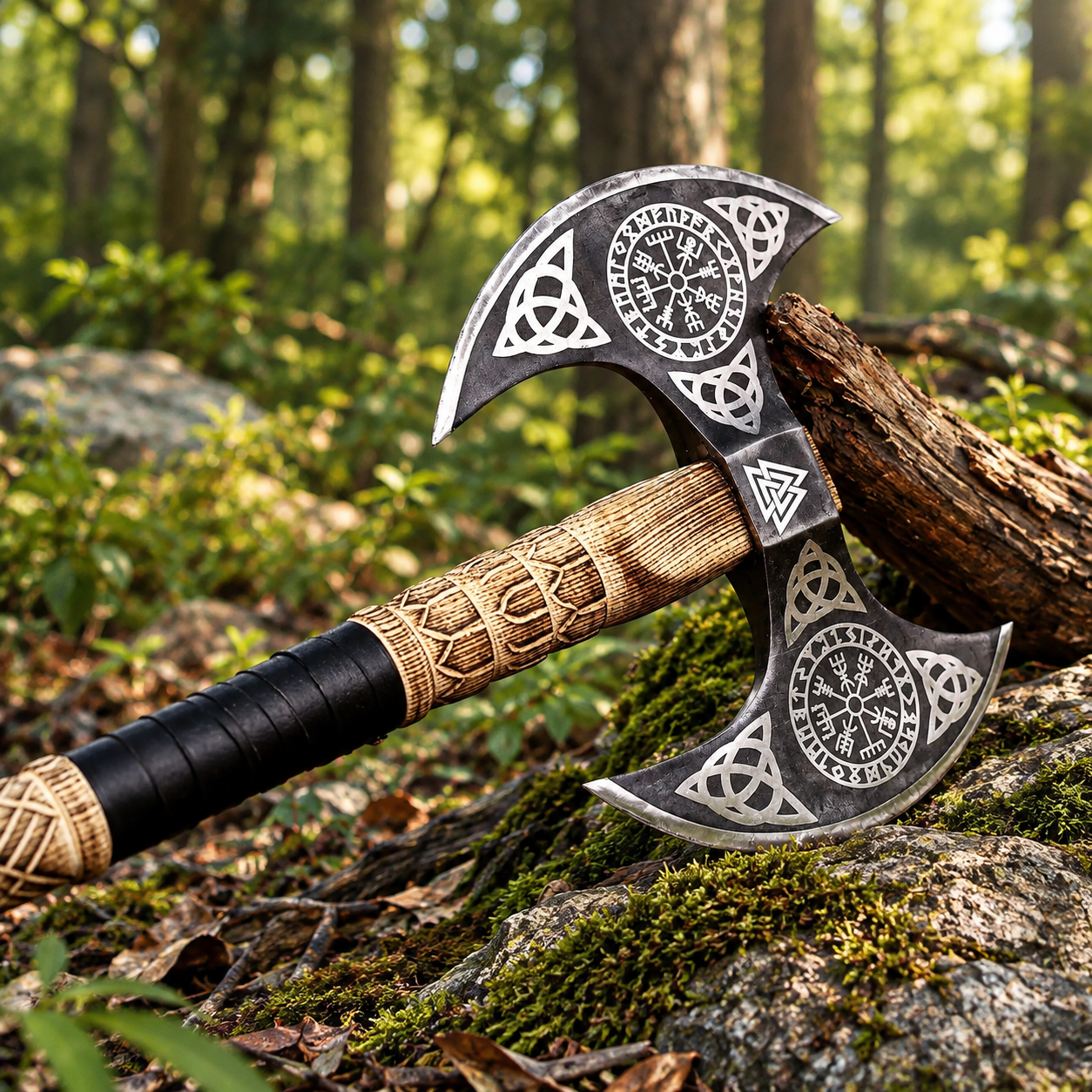 Vegvisir Engraved Double-Headed Axe thumbnail 7