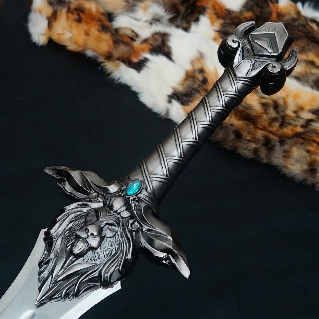 Fantasy Lion Head Display Sword (Silver) thumbnail 3