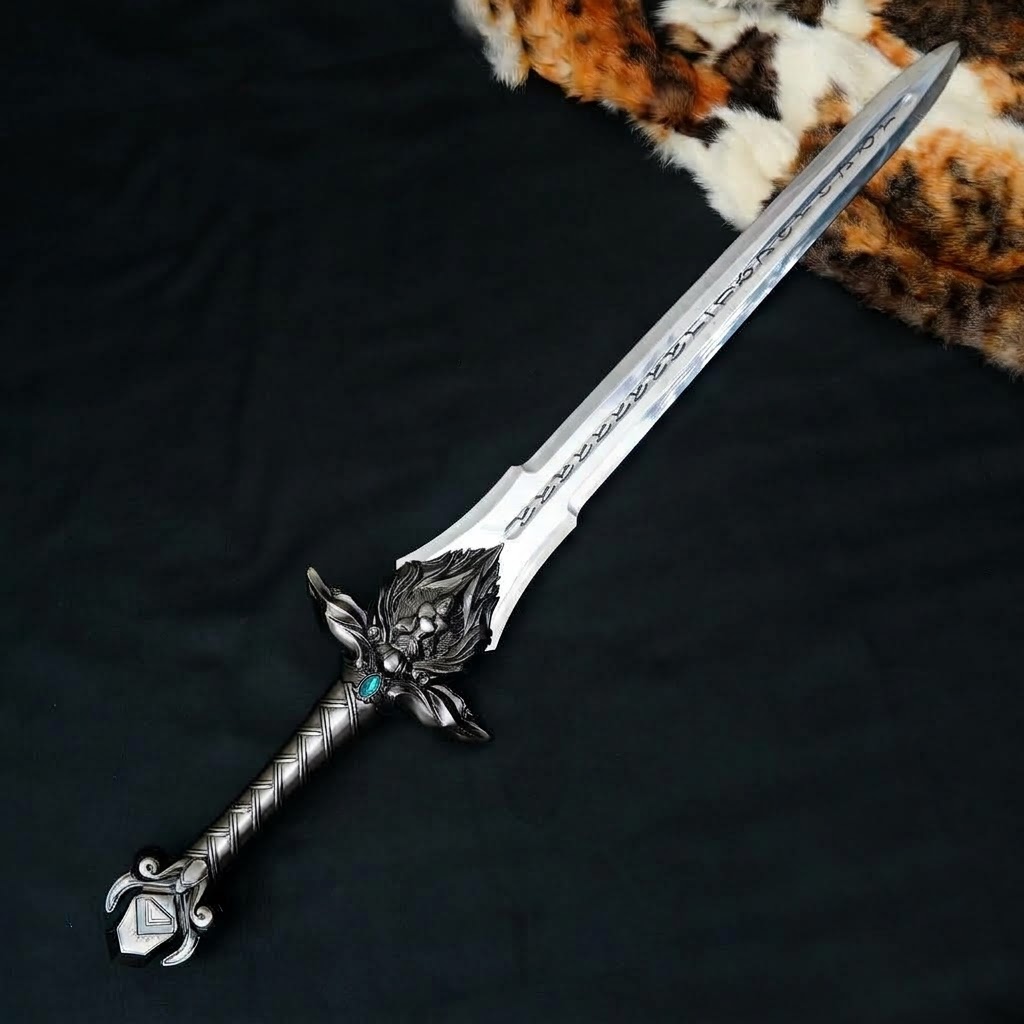 Fantasy Lion Head Display Sword (Silver) thumbnail 2