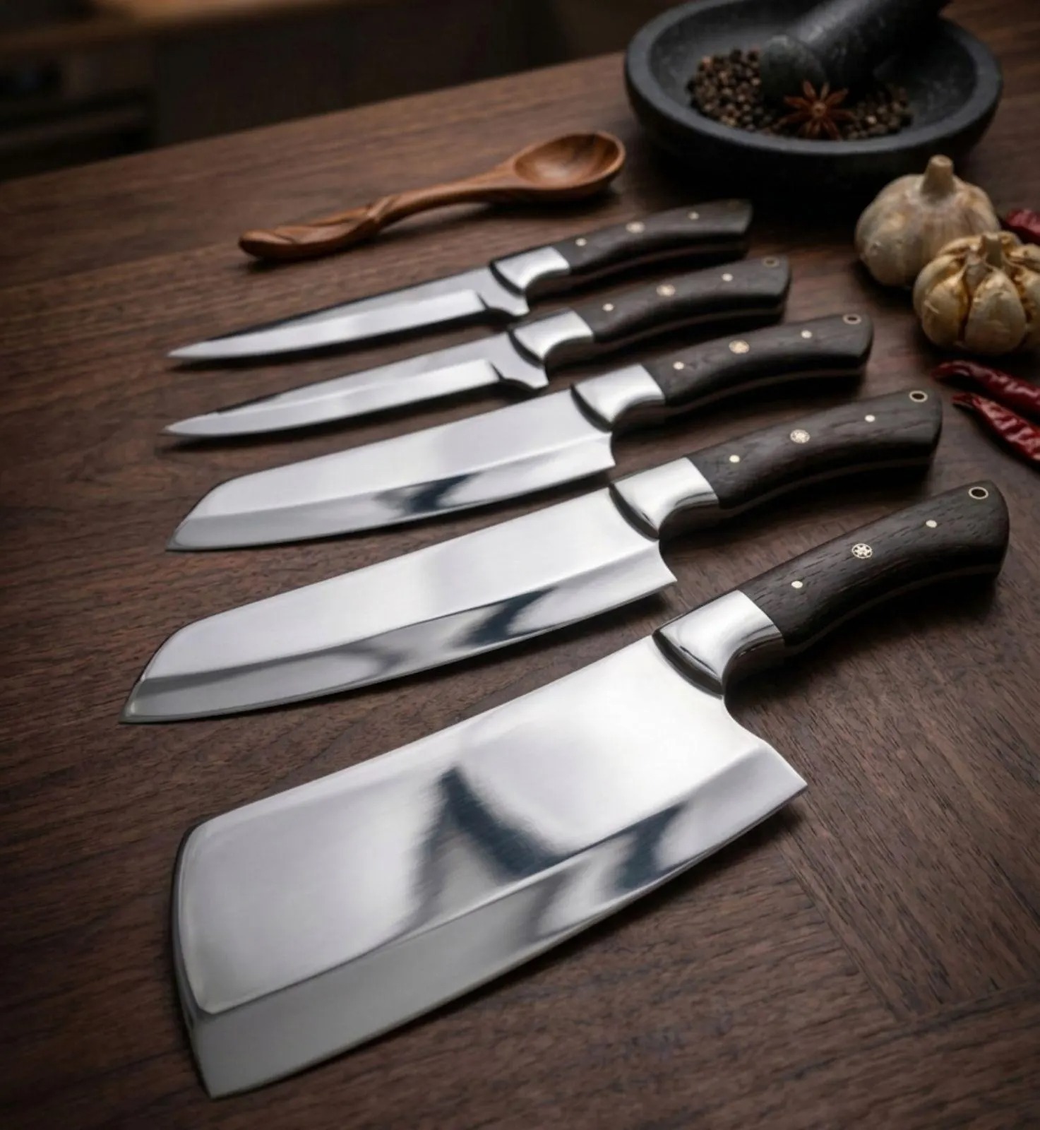 Hand-Forged Stainless Steel Chef Knife Set (5pcs). thumbnail 7