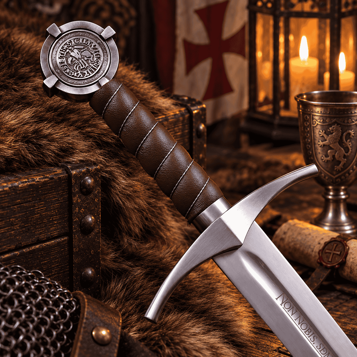 Custom Engraved Knights Templar Sword (Stainless Steel) thumbnail 2