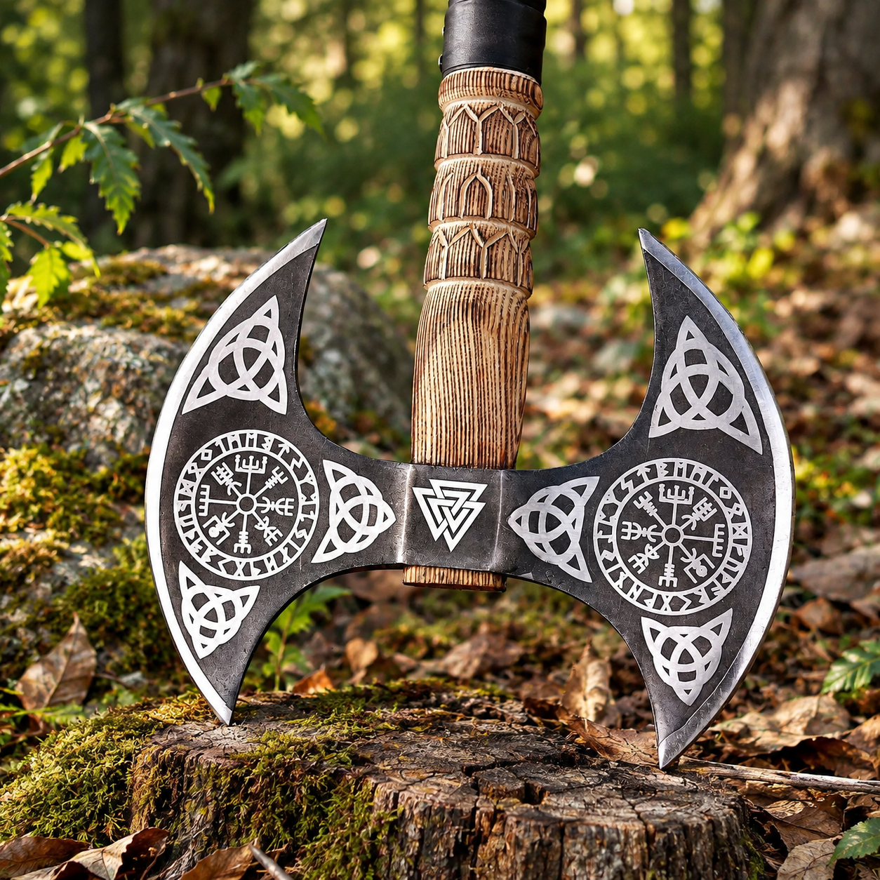 Vegvisir Engraved Double-Headed Axe thumbnail 9