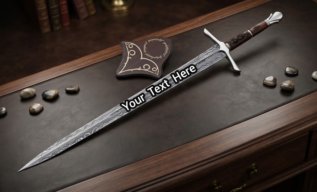 Custom Damascus Steel Viking Sword thumbnail 4