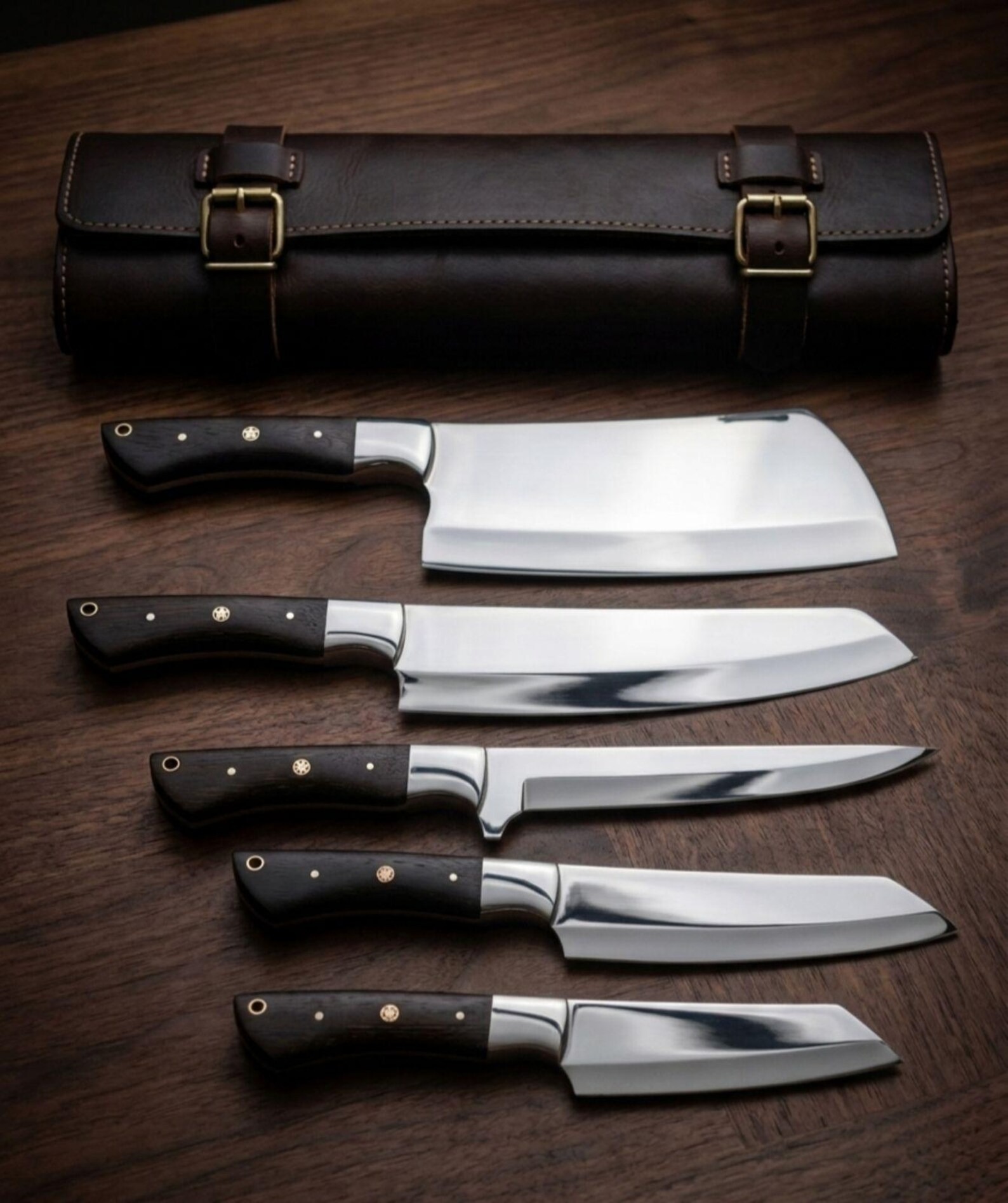Hand-Forged Stainless Steel Chef Knife Set (5pcs). thumbnail 2