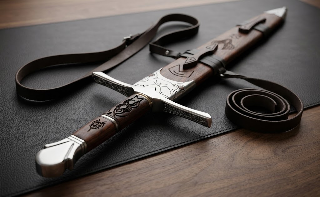 Custom Damascus Steel Viking Sword thumbnail 5