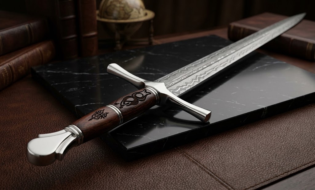 Custom Damascus Steel Viking Sword thumbnail 9