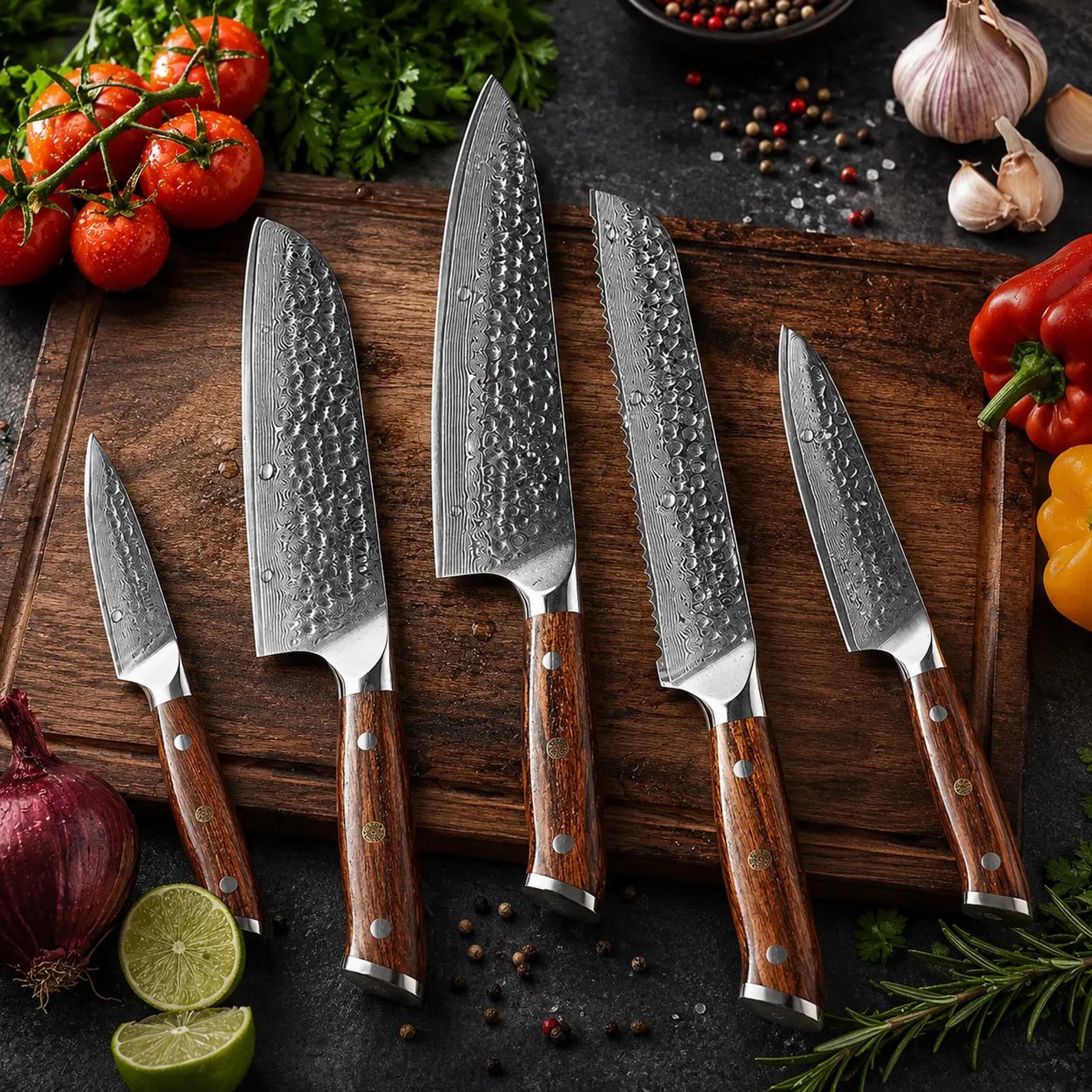 Chef Knives With Desert Iron Wood Handles