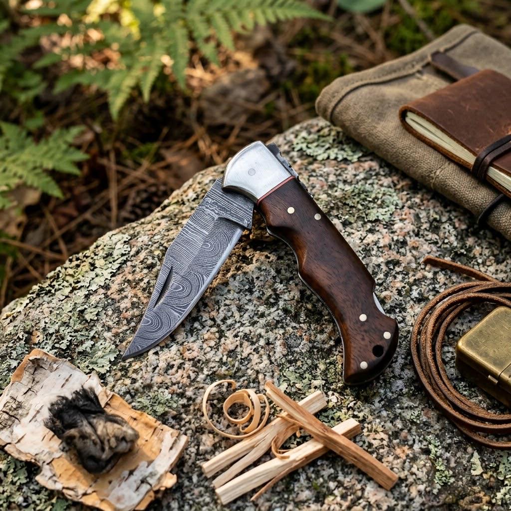 Pocket Knife with Walnut Wood Handle thumbnail 2