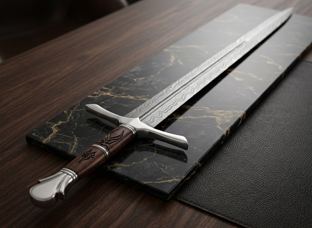 Custom Damascus Steel Viking Sword thumbnail 7