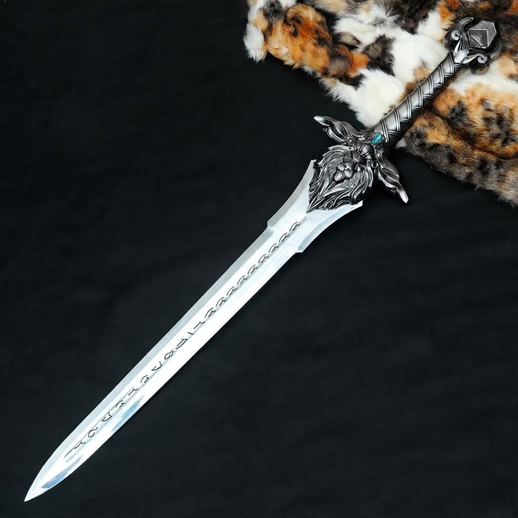 Fantasy Lion Head Display Sword (Silver)