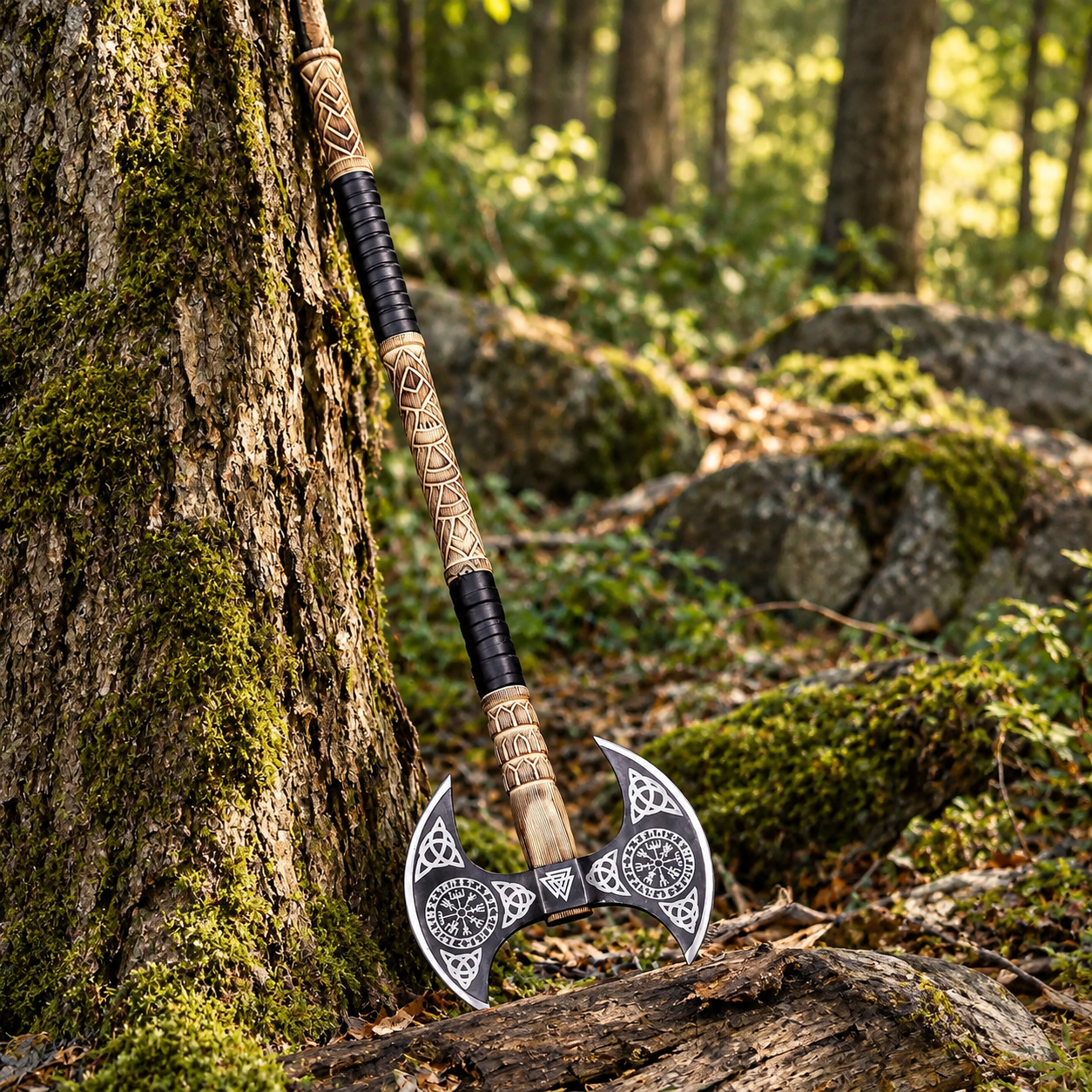 Vegvisir Engraved Double-Headed Axe thumbnail 8