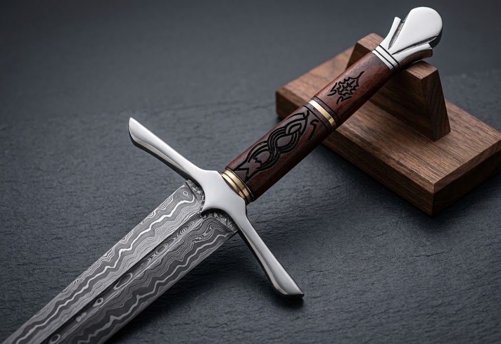 Custom Damascus Steel Viking Sword thumbnail 8